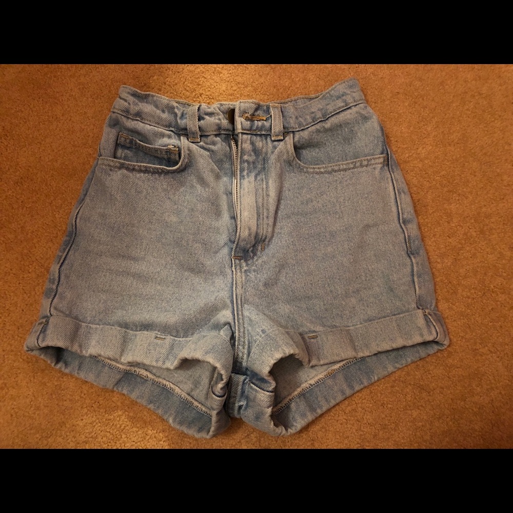 American apparel denim high waisted shorts